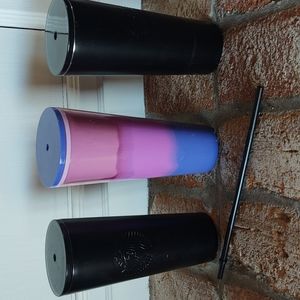 3 -24 ounce Starbucks Tumblers. 1 straw included.